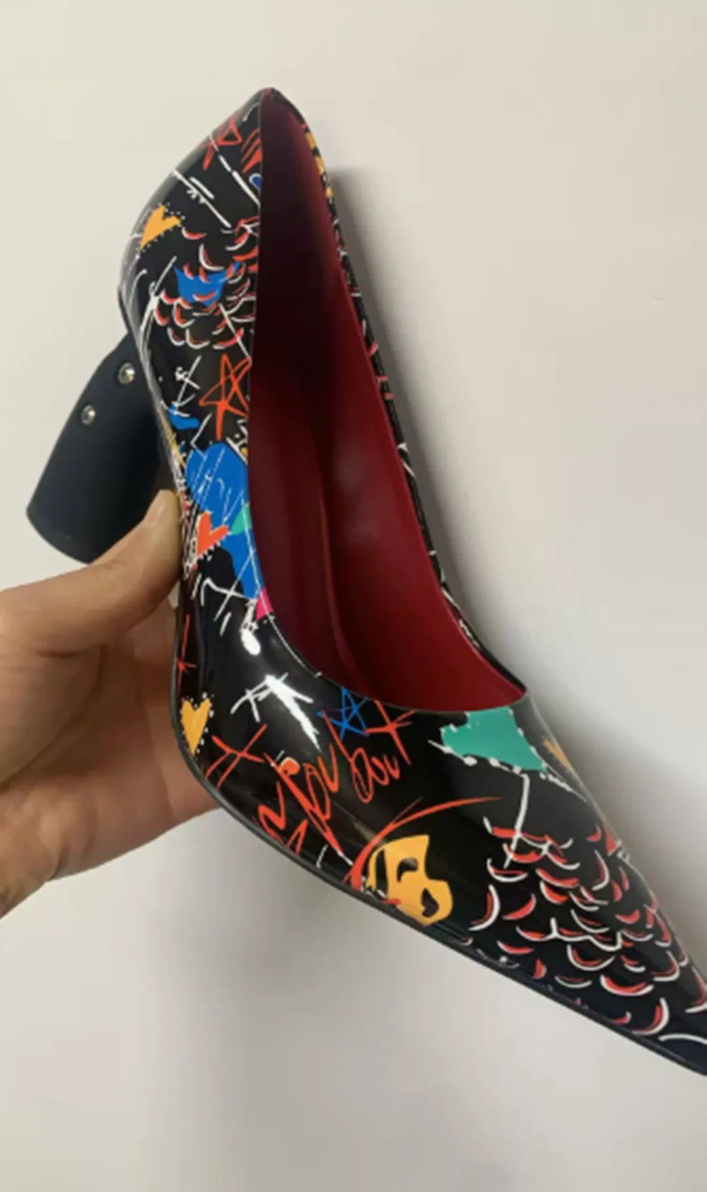 Multi Colored Patent Leather Pointed-Toe High heels Avant-Garde Gun-Shaped Heels Smooth Upper Cool Fashion Footwear