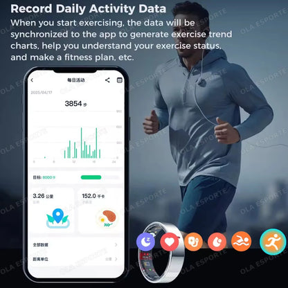 2026 Outdoor Sports Smart Ring 5ATM+IP68 Waterproof Rings Heart Rate Blood Pressure/Oxygen Sleep Health Monitoring Smartring Men