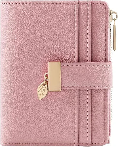 Pomelo Best Small Leather Wallet for Women Purse RFID Blocking Bifold Soft Card Holder with ID Window Zipper Coin Pocket Wallets
