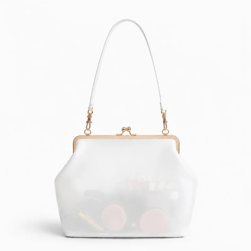 2026 Retro Leather & Straw Woven Bag – Kiss Lock Frame Shell Clutch, Large Capacity Shoulder Tote for Commute Beach Evening