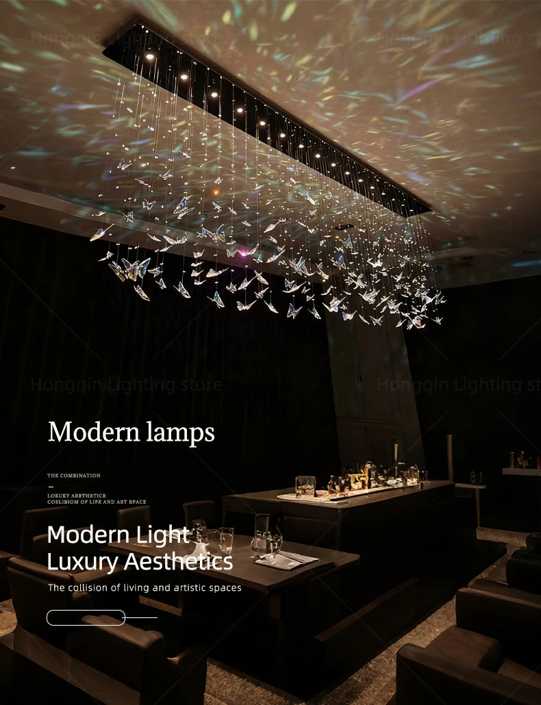 Crystal Chandelier Pendants Butterfly Chandelier Over the Table  Hanging Lights for Kitchen Island Living Room Pendent Lamp