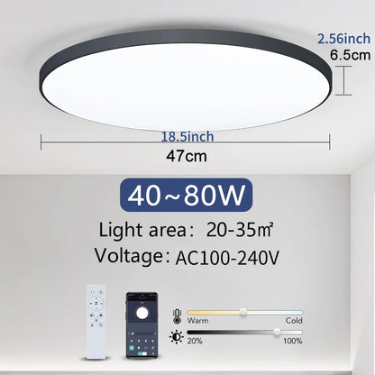 MARPOU Smart Ceiling Lamp LED Lamp for Bedroom Large Ceiling Lamps LED Lights with Remote Control Dimmable LED Lights for Room
