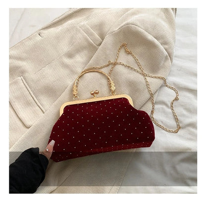 Luxury Design Women's Evening Clutch Purse Dinner Party Ladies Small Clip Shoulder Bag Handbags Retro Female Chain Crossbody Bag