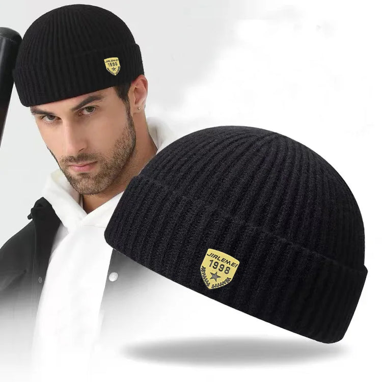 Knitted Hats for Men Women Roll Up Edge Skull Melon Cap Winter Spring Solid Warm Landlord Casual Hip Hop Beanie Hat