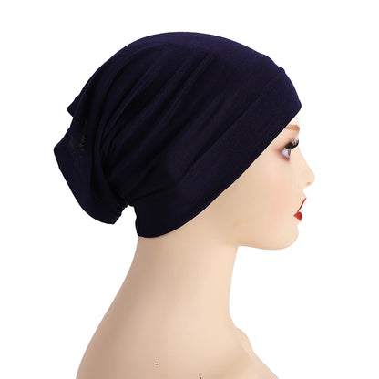 Soft Modal Inner Hijab Cap Muslim Stretch Turban Cap Islamic Underscarf Bonnet Hat Female Headband Tube Cap Turbante