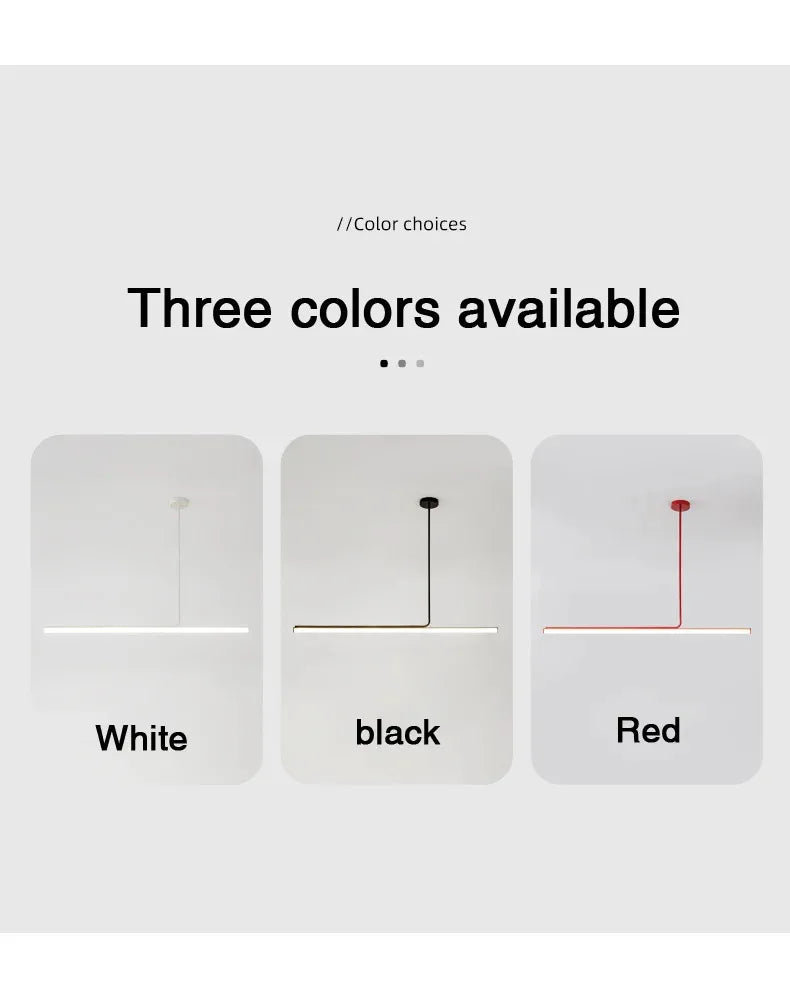 One-word Long Strip Led Restaurant Pendant Lights Nordic Simple Dining Table Bar Chandeliers Modern Home Indoor Lighting Lamps