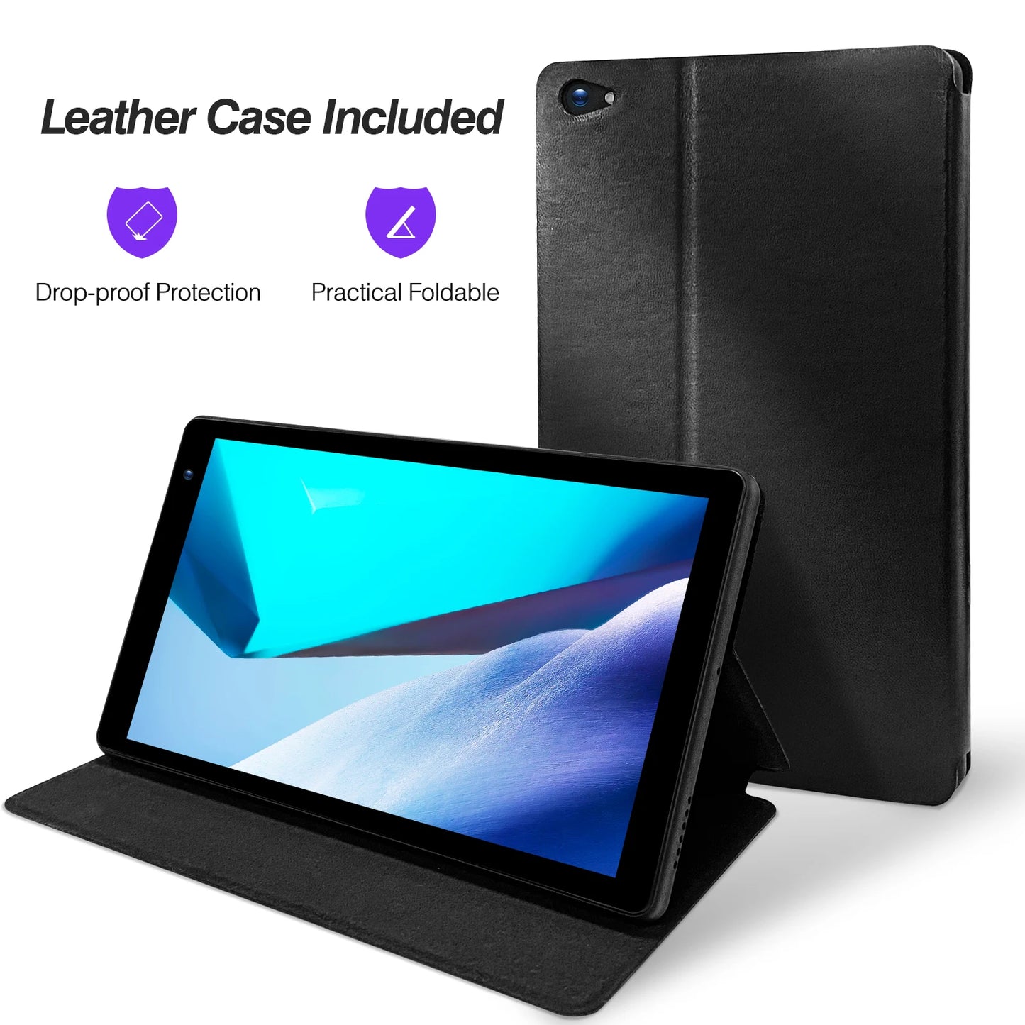 PRITOM 7 Inch Tablet PC 32 GB Android 13 with Quad Core Processor HD IPS Display Dual Camera WiFi with PU Protective Case