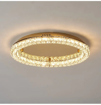 Modern Luxury Led Dimmable Chandelier Foyer Crystal Ceiling Lights Lustre Indoor Light Lamparas Round Steel Led Luminarias