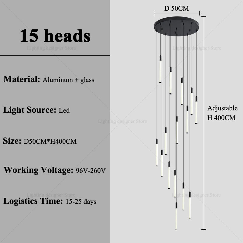 Modern Lighting Long Staircase Pendant Light Ceiling Chandelier hanging lights Stair Chandelier