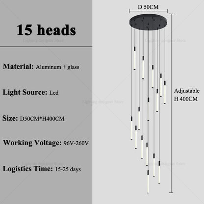 Modern Lighting Long Staircase Pendant Light Ceiling Chandelier hanging lights Stair Chandelier