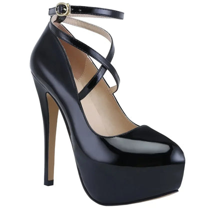 Women Platform Stilettos Sexy Pumps Shallow Round Toe Slingback Super High Heels Elegant Party Wedding Banquet Shoes