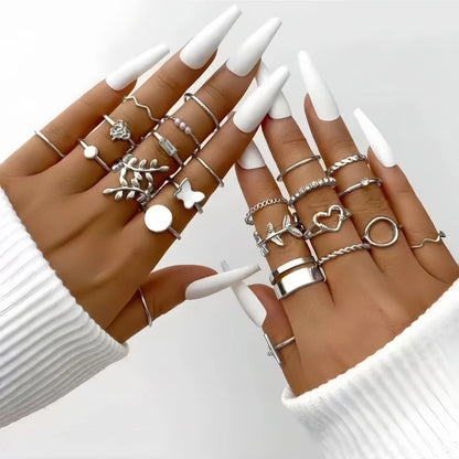 12/24/36/48/100Pieces Fashion Hollow Rings Set For Women Mix Style Trendy Butterfly Flowers Snake Daily Jewelry Party Gifts