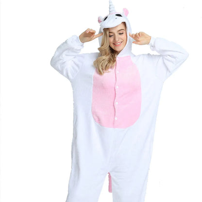 Women Cartoon Onesies Animal Pajamas Kigurumi Unicorn Onesie For Adults Long Sleeve Pyjamas Halloween Anime Cosplay Costumes