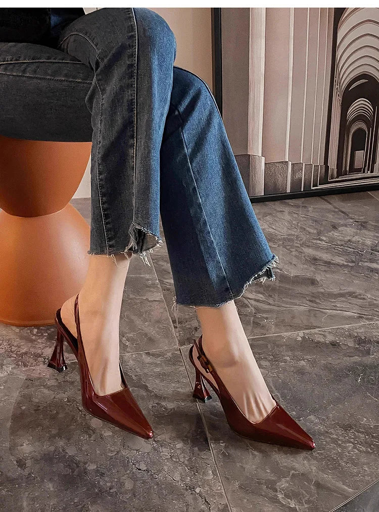 Luxury Designer Summer Women Sandals Fashion Pointed Toe Singbacks Shoes Ladies Elegant High Heel Stripper Sandalias