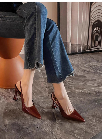 Luxury Designer Summer Women Sandals Fashion Pointed Toe Singbacks Shoes Ladies Elegant High Heel Stripper Sandalias