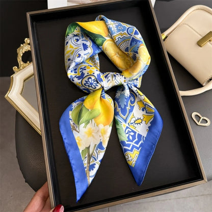 2025 New Paisley Print Silk Scarf for Women Square Hijab Soft Neck Tie Female Fashion Decoration Silk Headscarf 70*70cm Kerchief