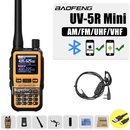 Baofeng UV-5R Mini Two Way Radio Orange BF-5R Mini Walkie Talkie Bluetooth Power Adjustable Tiny Size 1/2/4PCS Frequency Copy 5W