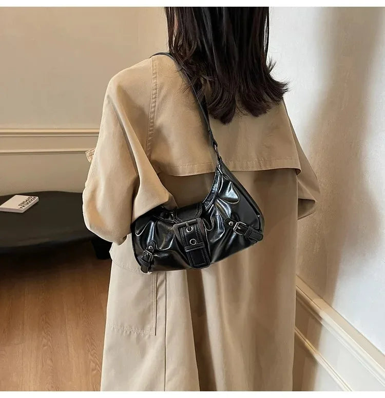 Y2K Retro Pleated Hobo Shoulder Bag for Women Hot Selling Maillard Style Underarm Bag Clutch Handbags for Travel Work Shopping