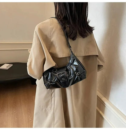 Y2K Retro Pleated Hobo Shoulder Bag for Women Hot Selling Maillard Style Underarm Bag Clutch Handbags for Travel Work Shopping