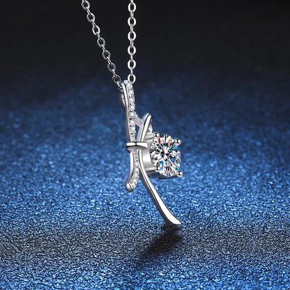 NeeTim 1ct Moissanite 925 Sterling Silver Necklace For Girl Lab Diamonds Pendant Necklaces Party Women Neck Chain Wholesale