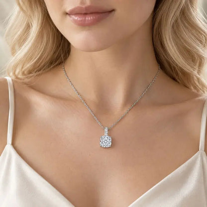 Platinum Pt950 Octagonal Cut Moissanite Necklace Women'S Square Diamond Pendant, A Delicate And Luxurious Clavicle Chain