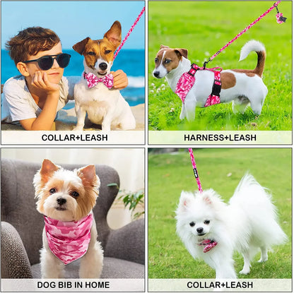 Dog Harness Suit Include Vest Harness Collar Leash Handkerchief Scarf Poop Bag Accessories for Pet Cat Dogs Supplies Set