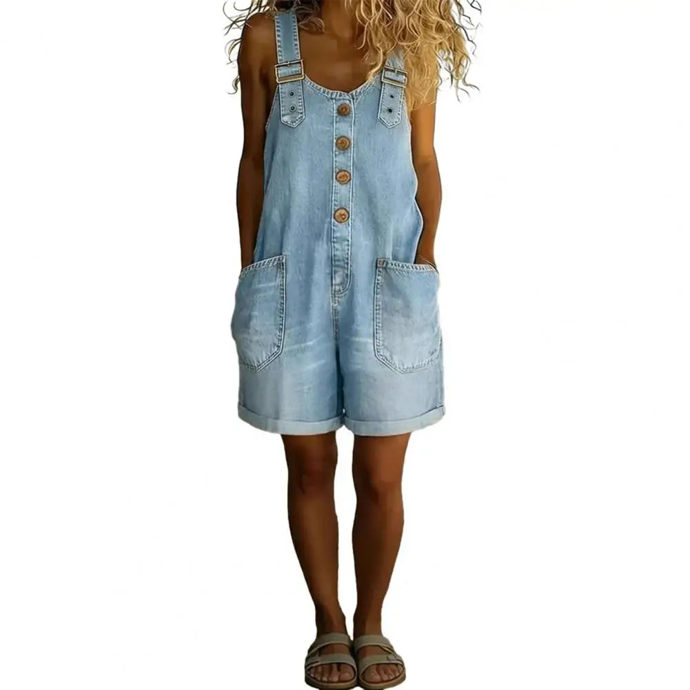 Fashion Denim Overalls for Women Loose Fit Classic Bib Casual Jean Stretchy Denim Overall Jumpsuit Tapered Leg Jean Pants