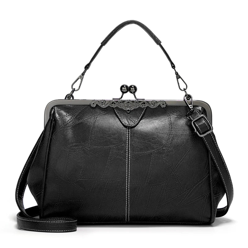 Shoulder Bags Women Retro Frame Purses Girls Crossbody Messenger Bag Small Handbags for Phone Party Faux Oil Leather Clip Bag