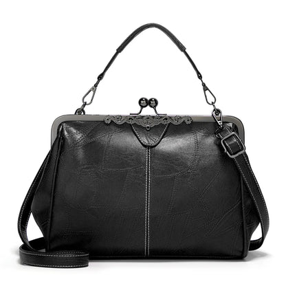 Shoulder Bags Women Retro Frame Purses Girls Crossbody Messenger Bag Small Handbags for Phone Party Faux Oil Leather Clip Bag