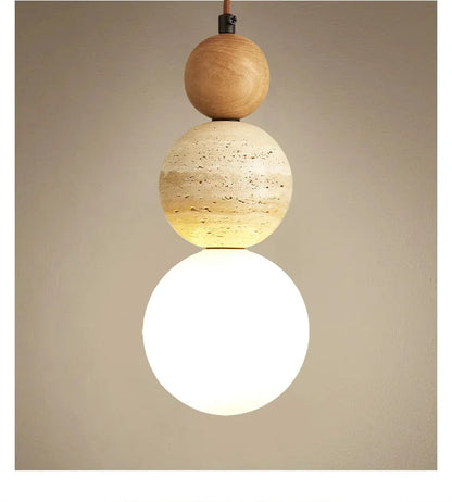 Cream Style Pendant Lamp Bedroom Bedside Led Chandelier Stone Wood Light Designer Bauhaus Medieval Restaurant Bar Small Lights