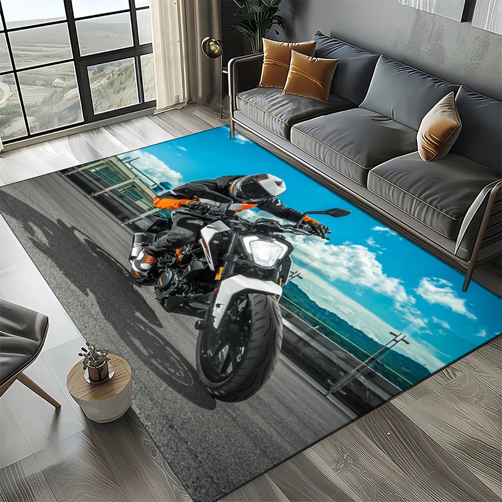 Racing Car K-KTM Motorcycle Carpet Rug for Living Room Bedroom Home Sofa Decoration,Kids Play Area Rug Non-slip Floor Mat Gift