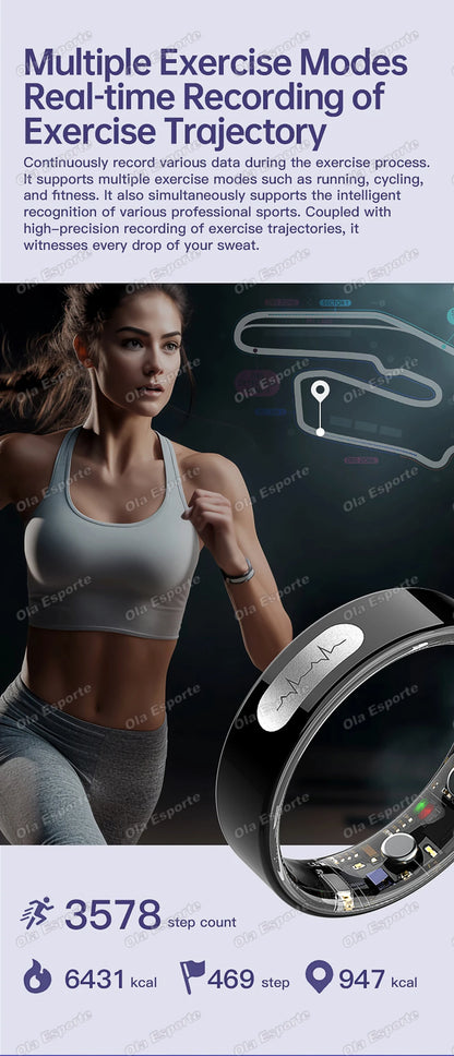 AI ECG Detection Smart Ring 2026 Blood Pressure Heart Rate Body Temperature Monitoring 5ATM Waterproof Multiple Sport Smartring