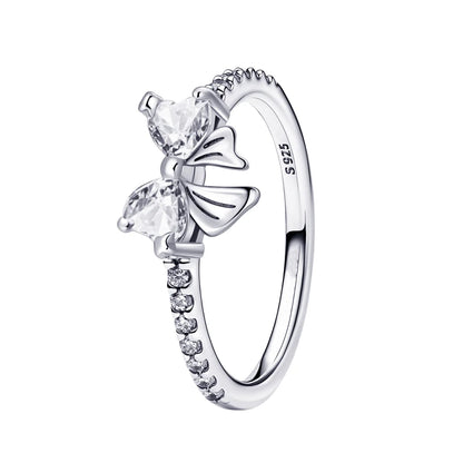 Luxury Original 925 Sterling Silver Heart Bow Pearl Flower Four Leaf Clover Ring fit Women's Fine Jewelry Valentine's Day Gifts