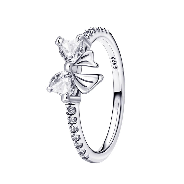 Luxury Original 925 Sterling Silver Heart Bow Pearl Flower Four Leaf Clover Ring fit Women's Fine Jewelry Valentine's Day Gifts