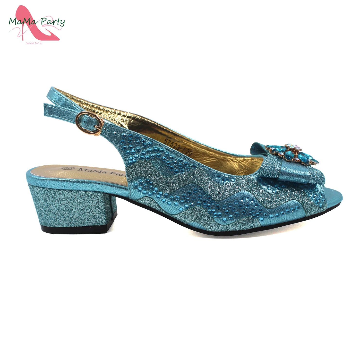 Golden Elegant Ladies Shoes Matching Bag Set Slingbacks Peep Toe Low Heels Fashion New Design Italian for Wedding