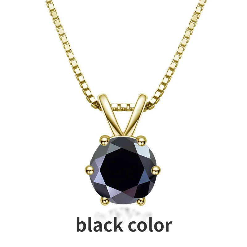 TY 1ct Moissanite Pendant Necklaces S925 Sterling Silver Solitaire Necklace Chains For Women Fine Jewellry Gifts