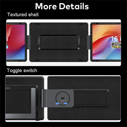 Rospider 16 Inch Portable Dual Screen Laptop Monitor Extender 1200P 2560P Rotatable Triple Display for Laptop MacBook Windows