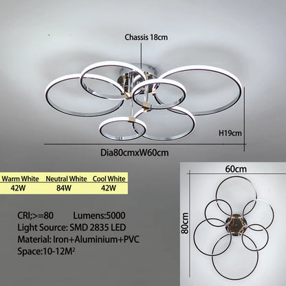 Modern LED Ceiling Chandelier for Living Bedroom,Round Dimmable Ceiling Lamp,Gold/Chrome/Black Bedroom Ceiling Light Fixture