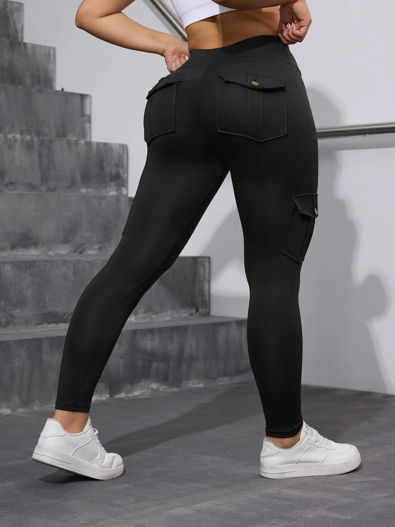 Camouflage Printed Women's Leggings With Pocket Sports Cargo Pants High Waist Slim Fit Tight Pants