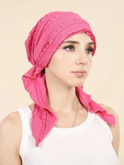 Ramadan Solid Color Turban Hijab Hats Long Tail Head Wraps Soft Elastic Muslim Hats Breathable Chemo Cap For Women Girls