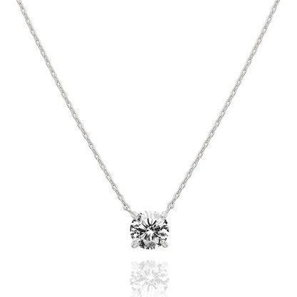 Round Moissanite Pendant Necklace D VVS1 Diamond 5mm/4mm Mini Single Solitaire Necklace Clavicle Chain Wedding Female Jewelry