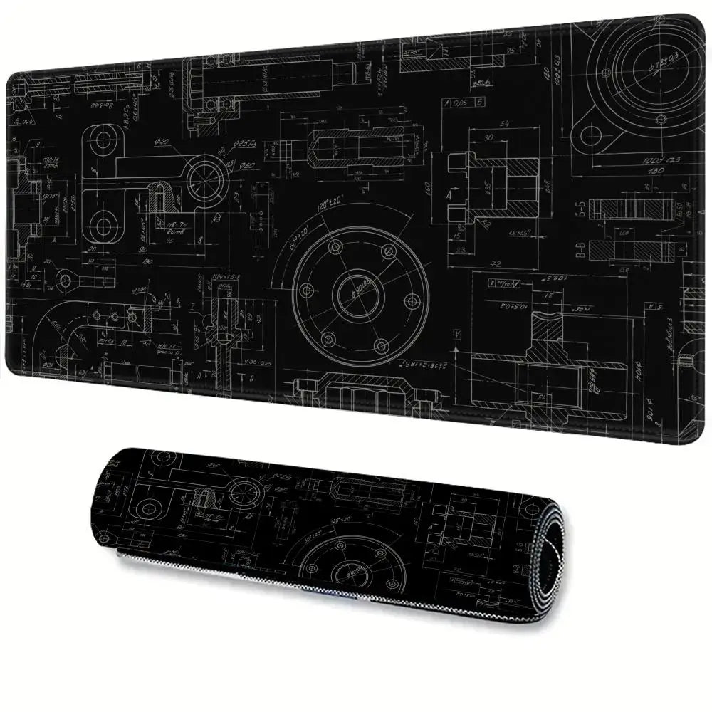 Mechanical Drawing Mouse Pad Gaming Accessory Large HD Mousepad XXL MousePad Natural Rubber Carpet Non-Slip Table Mat Office Rug