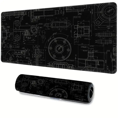 Mechanical Drawing Mouse Pad Gaming Accessory Large HD Mousepad XXL MousePad Natural Rubber Carpet Non-Slip Table Mat Office Rug