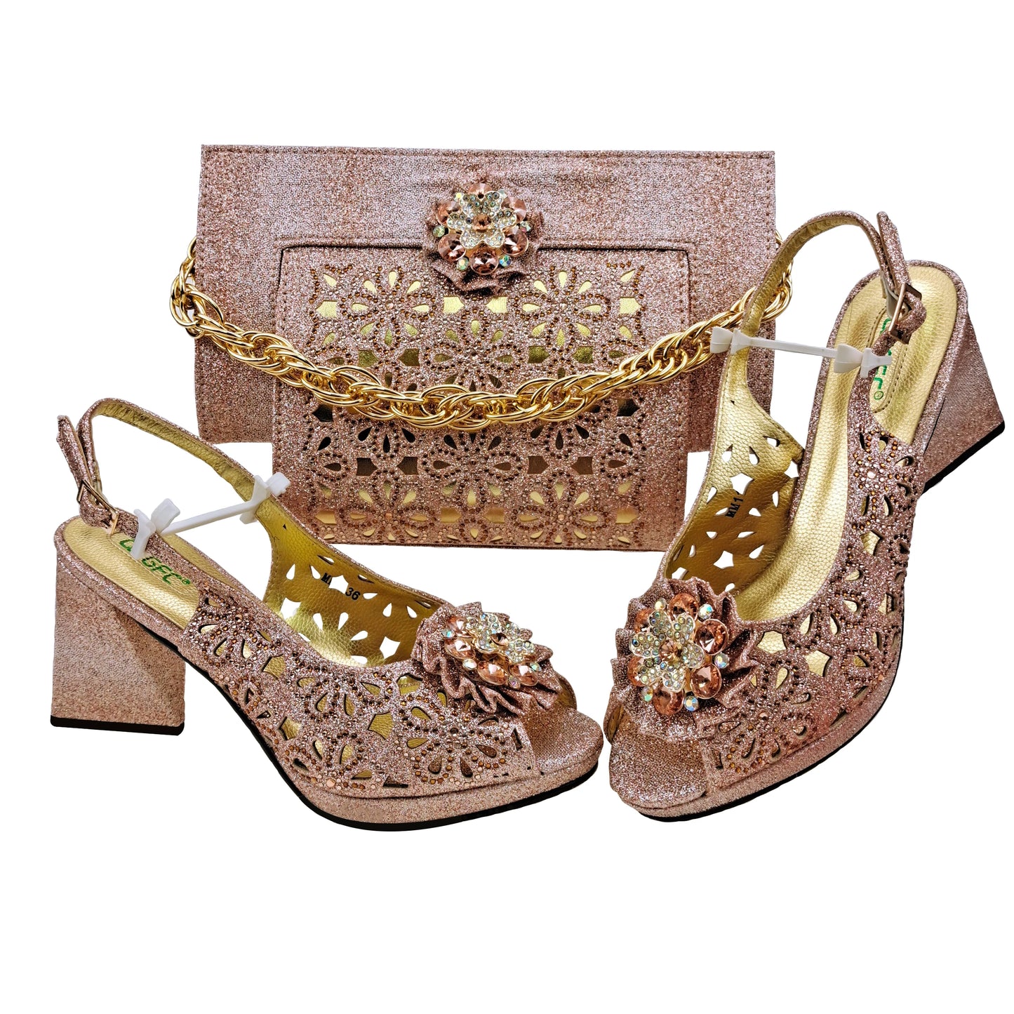 Doershow African fashion Italian Shoes And Bag Sets For Evening Party With Stones pink Italian Handbags Match Bags!  HFV-25