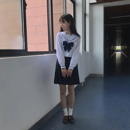 JK Uniform Full Set Basic Spring Shore Gold Two Long-sleeved Japanese Soft Girl Student College Style Sailor Suit