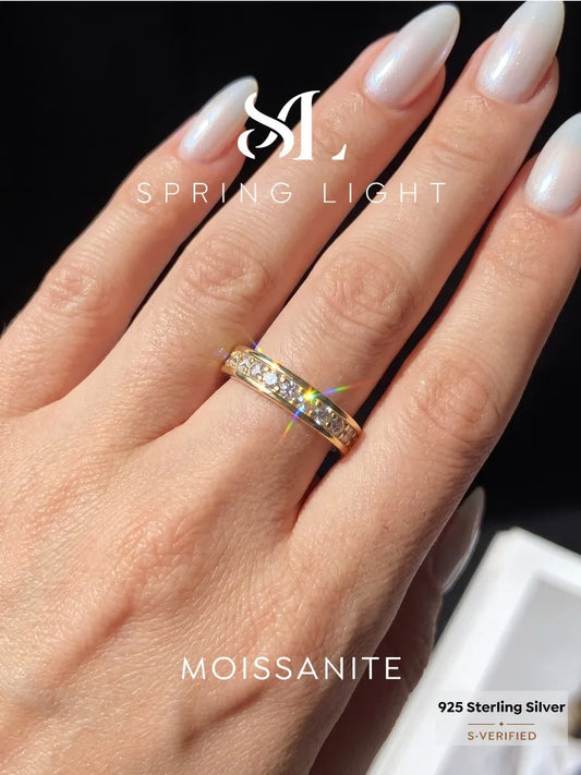 Luxury Real Round Moissanite Diamond with Certificate Rings for Women Anniversary Wedding 925 Sterling Silver Fine Jewelry