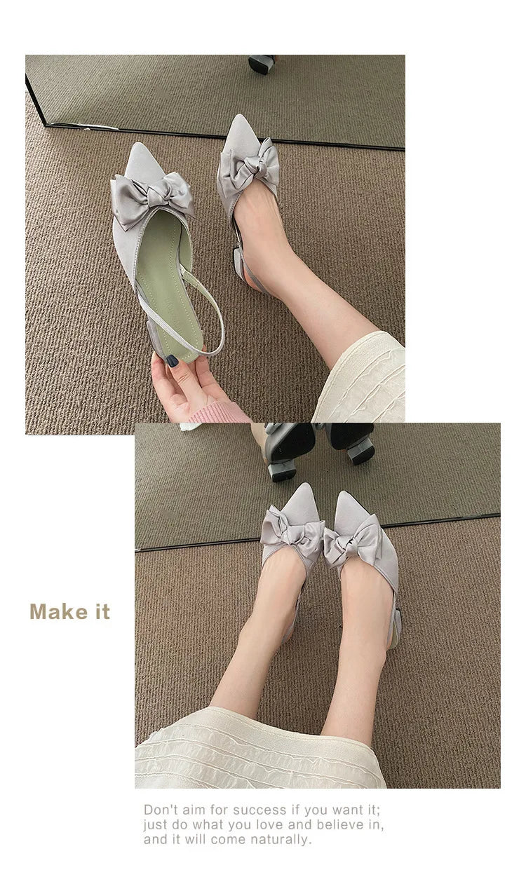 maogu Bow Polka Dot Pointed Toe Stiletto Sandals Luxury Sandals Women Designers Elegant Party Sandal 2023 Fashion Women Shoes 39