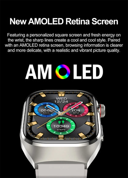 TK16 Smart Watch Men 2.04 Inch Amoled Bluetooth Call AI Voice ECG Health Monitoring SOS Sports Fitness Tracker Women Smartwatch
