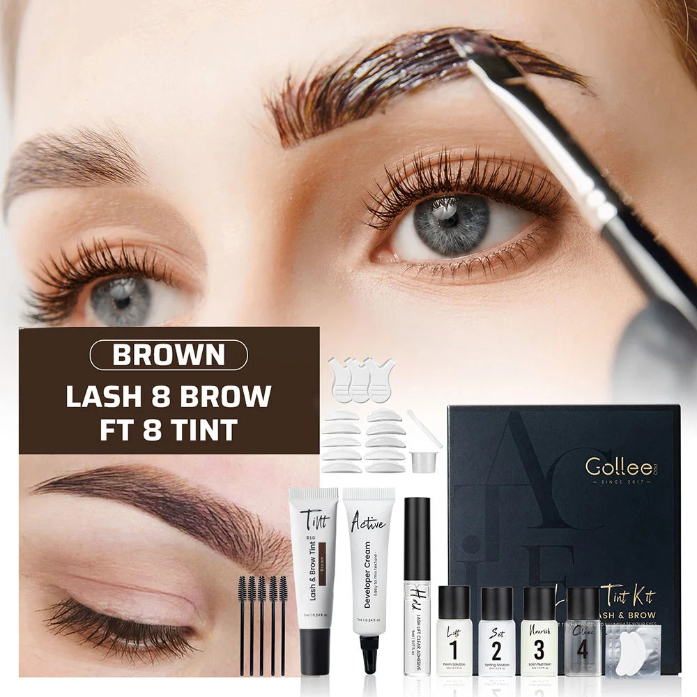 Gollee Lash and Brow Curling Perm Kit Natural Eyelash Lifting Perm Treatment Makeup Long Lasting 4-6 Weeks For Lash Curler Perm