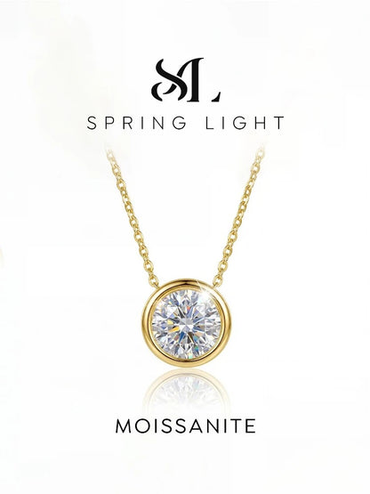 1ct Moissanite Necklace for Woman 925 Sterling Sliver Round Diamond Pendant Engagement Wedding Party Fine Jewely New